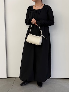 「select MOCA（セレクトモカ）のスクエアミニコロンハンドバッグ（ハンドバッグ、ブラック系）」を使った、Renaさん（レディース・151cm）の春コーディネート