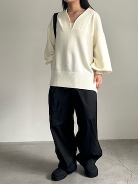 「アイテム（スリッポン）」を使った、Renaさん（レディース・151cm）の秋コーディネート