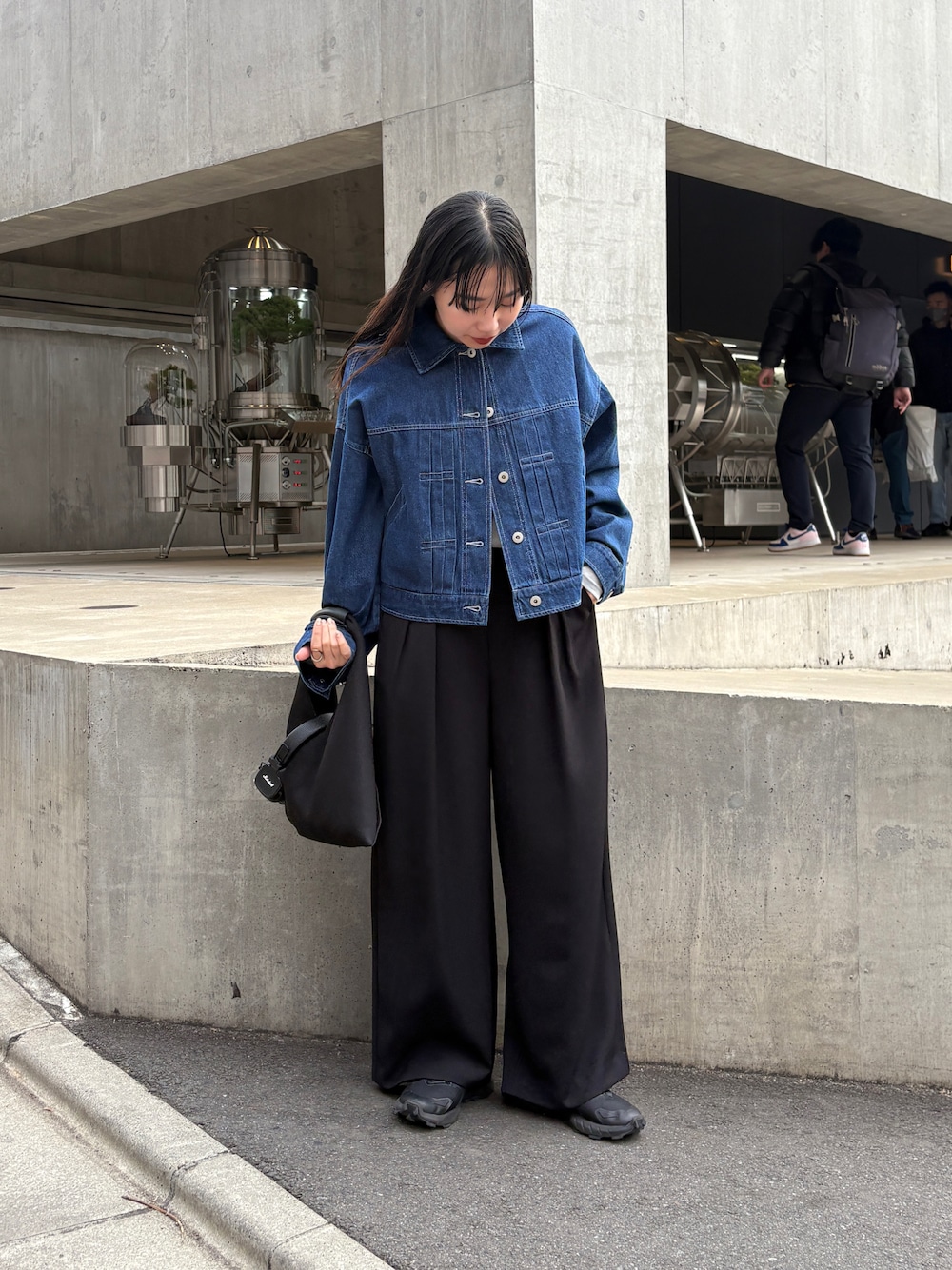 「Jena espace merveilleuxのデニムタックジャケット（デニムジャケット、ブルー系）」を使った、amuamuse7さん（レディース・160cm）の冬コーディネートの1枚目の写真