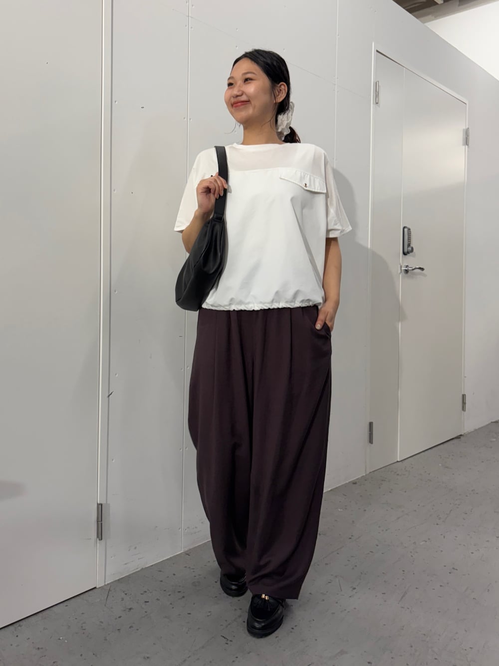 「Jena espace merveilleuxのフハク切替シルケットカットソー（Tシャツ/カットソー、ホワイト系）」を使った、amuamuse7さん（レディース・160cm）の春コーディネートの1枚目の写真