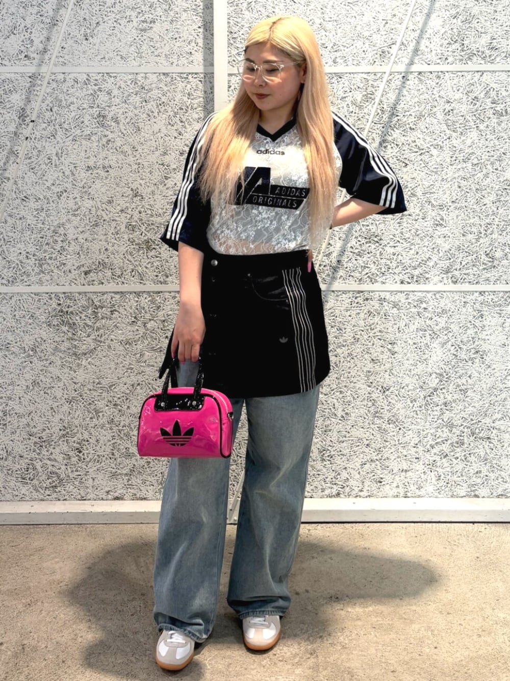 アディダス オリジナルス レース ジャージ、デニムスカート