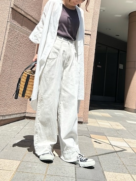 「アイテム（かごバッグ）」を使った、yuuuukkaaaさん（レディース・160cm）の春コーディネート