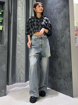 「EMODA（エモダ）のアイテム」を使った、山下凜さん（レディース・163cm）の夏コーディネート