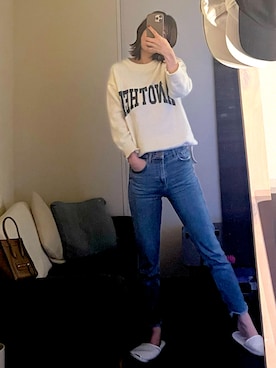 「ジーンズコーデ」｜「アイテム（パンツ）」を使った、jilconiaさん（レディース・167cm）の冬コーディネート