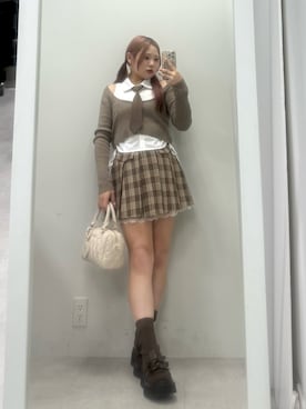 「ブラウンコーデ」｜「アイテム（カーディガン/ボレロ）」を使った、makiさん（レディース・151cm）の夏コーディネート