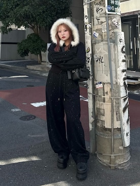 「OLIVE des OLIVE（オリーブデオリーブ）のサテンリボン厚底スニーカー（スニーカー）」を使った、makiさん（レディース・151cm）の秋コーディネート