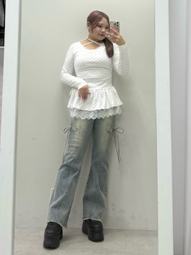 「厚底」｜makiさん（レディース・151cm）の夏コーディネート