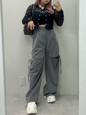 「韓国コーデ」｜「アイテム（スラックス）」を使った、makiさん（レディース・151cm）の夏コーディネート