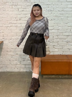 「OLIVE des OLIVE（オリーブデオリーブ）のレースアップショートブーツ（ブーツ）」を使った、makiさん（レディース・151cm）の夏コーディネート