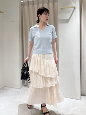 「半袖ニット」｜maayaさん（レディース・157cm）の春コーディネート