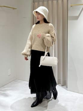 「ブルべ夏」｜「アイテム（帽子）」を使った、maayaさん（レディース・157cm）の冬コーディネート