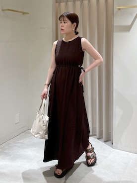 「ブラウンコーデ」｜「アイテム（トートバッグ）」を使った、maayaさん（レディース・157cm）の夏コーディネート
