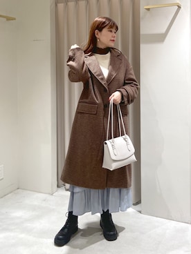 「FREE'S MART（フリーズマート）のアイテム（チェスターコート）」を使った、maayaさん（レディース・157cm）の冬コーディネート