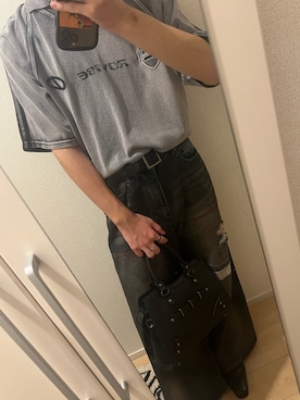 「CLEL（クレイル）の【CLEL】Heavyweight Vintage Design Short Sleeve Game T-shirt/ヘビーウェイト ヴィンテージデザイン半袖ゲームTシャツ（Tシャツ/カットソー）」を使った、琉雅-Ryugaさん（メンズ・173cm・10代）の夏コーディネート