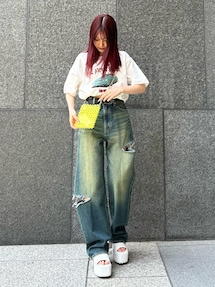 EVRIS アシメカッティングセミワイドデニムパンツ アシメカッティングセミワイドデニムパンツ｜エヴリス（EVRIS