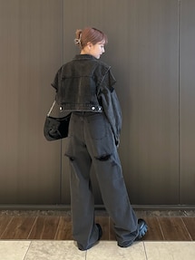 エヴリス EVRIS BACKスラッシュワイドデニムパンツ （ブラック） EVRIS BACKスラッシュワイドデニムパンツ（ブラック