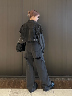 「EVRIS（エヴリス）のアイテム（デニムジャケット）」を使った、本田嘉恵さん（レディース・151cm）の秋コーディネート