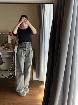 「ショート丈トップス」｜「アイテム（その他トップス）」を使った、nemutanpeさん（レディース・163cm）の秋コーディネート