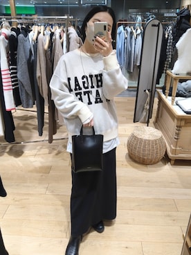 「ロゴニット」｜「アイテム（ワンピース/ドレス）」を使った、TAKAHASHI_162cmさん（レディース・162cm）の冬コーディネート