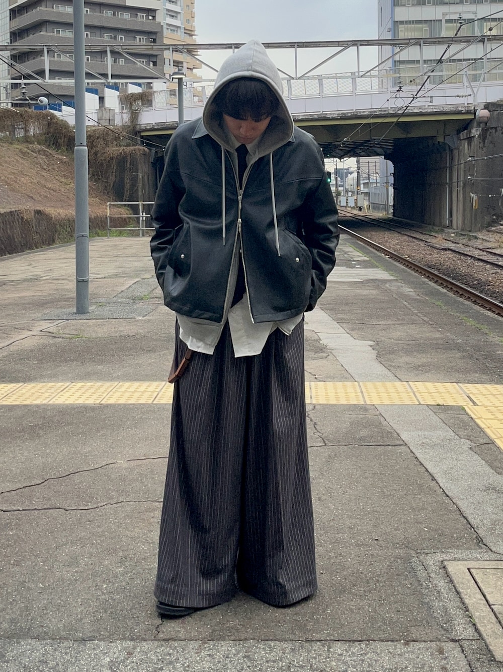 Lame stripe wide straight pants / ラメストライプワイド