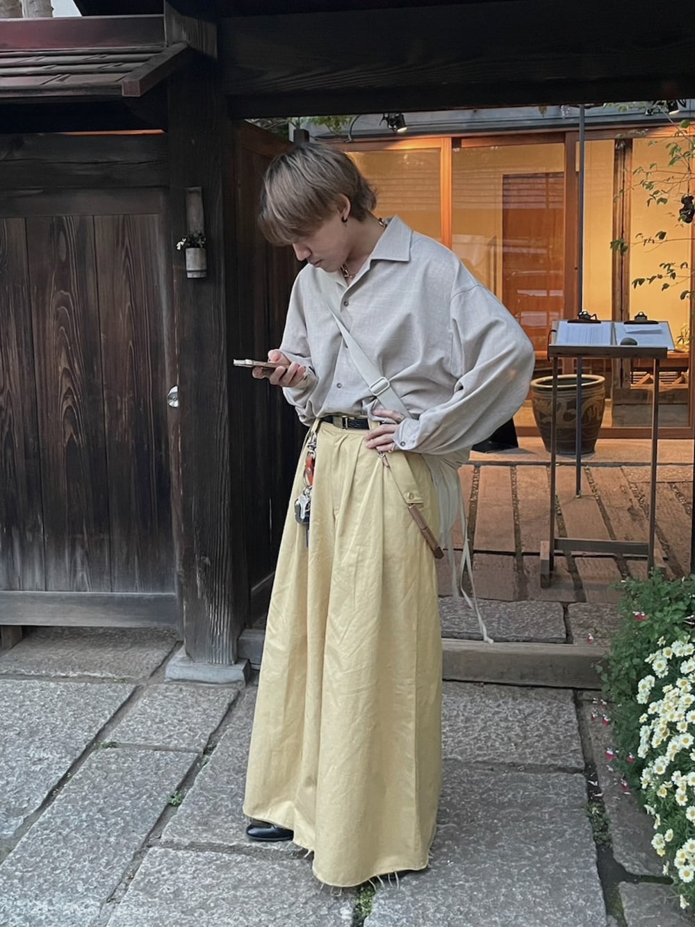 Cut off buggy flare hakama pants / カットオフバギー袴パンツ