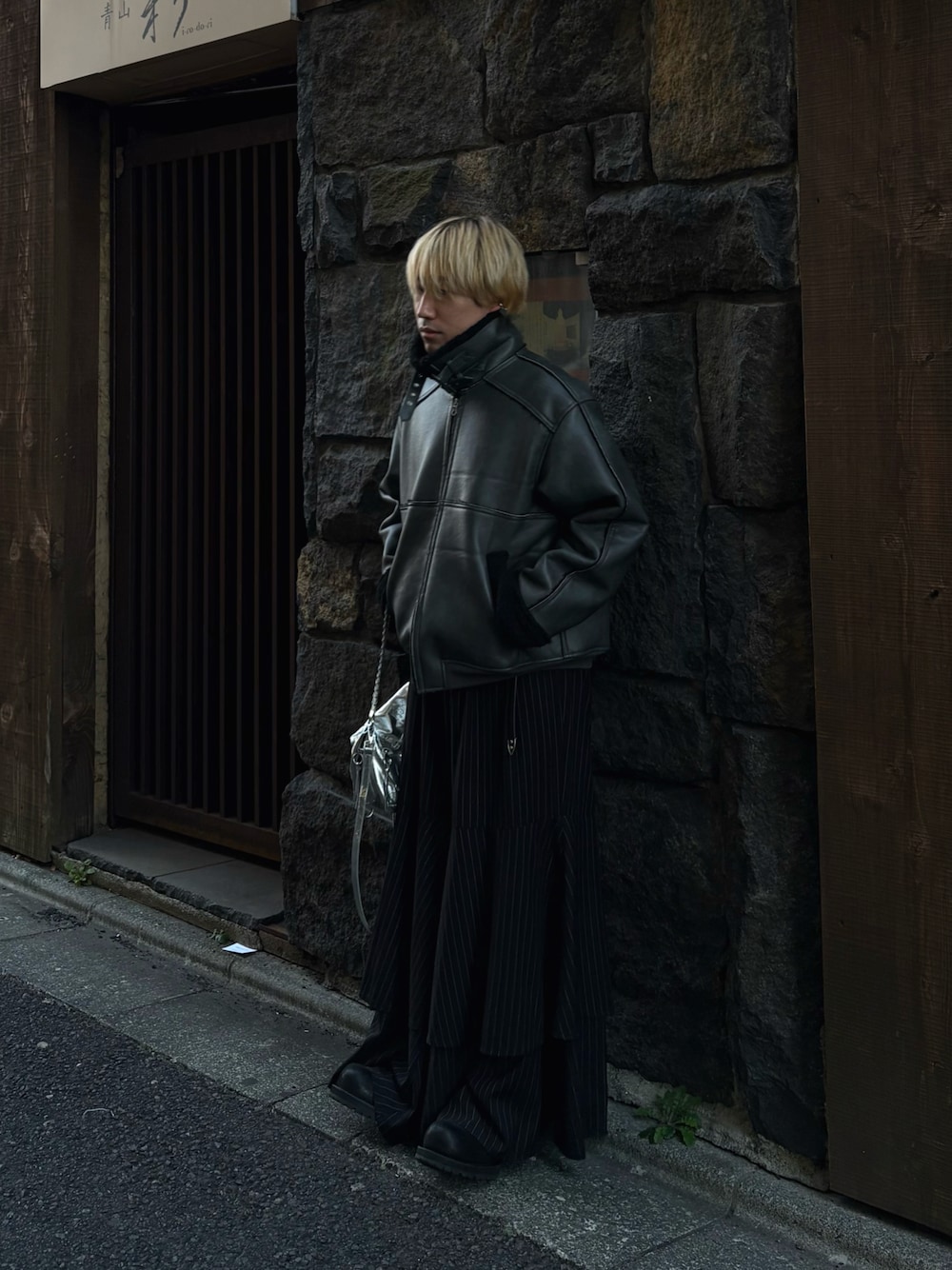 Stripe layered flare pants / ストライプレイヤードフレアパンツを