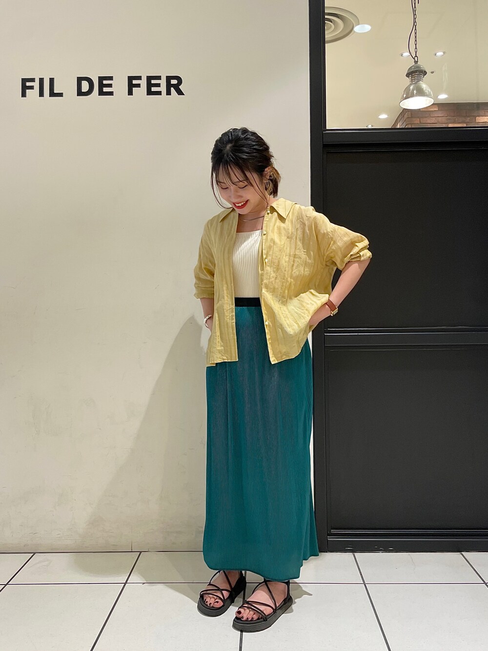 (再)美品　FIL DE FER　プリントプリーツストレートスカート FIL DE FER（フィルデフェール）の「プリントプリーツ