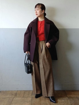 「アイテム（ステンカラーコート）」を使った、touharaさん（レディース・158cm・30代）の秋コーディネート