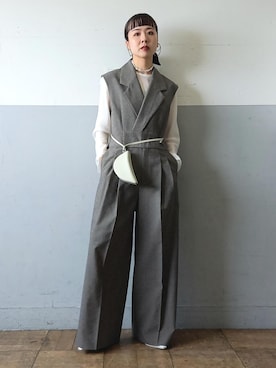 「ADAM ET ROPE'（アダムエロペ）のアイテム（つなぎ/オールインワン）」を使った、touharaさん（レディース・158cm）の夏コーディネート
