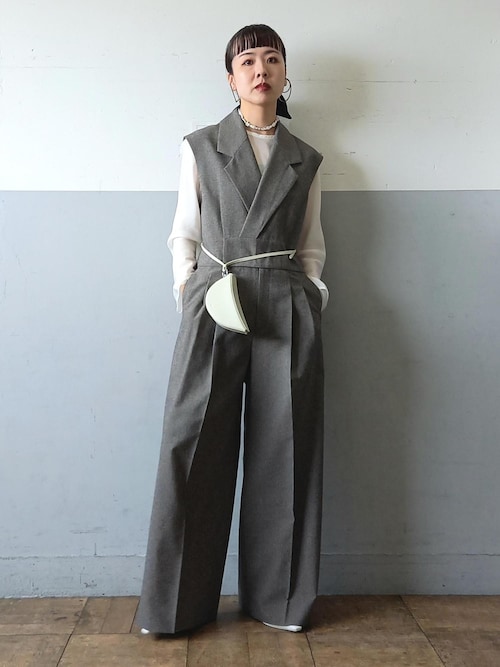 EMOELLE】スリーブレスオールインワン メランジ（つなぎ