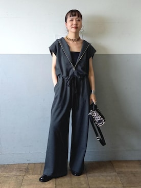「アイテム（つなぎ/オールインワン）」を使った、touharaさん（レディース・158cm）の夏コーディネート