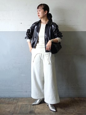 「Champion（チャンピオン）のアイテム（スウェットパンツ）」を使った、touharaさん（レディース・158cm）の秋コーディネート