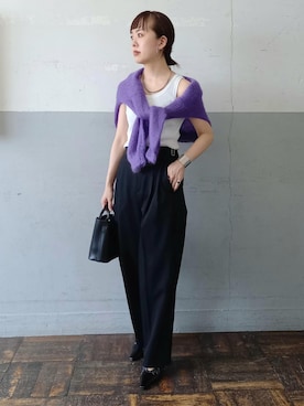 「ADAM ET ROPE'（アダムエロペ）のアイテム（タンクトップ）」を使った、touharaさん（レディース・158cm）の夏コーディネート