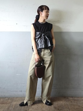 「アイテム（シュシュ）」を使った、touharaさん（レディース・158cm）の夏コーディネート