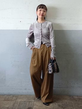 「アイテム（シュシュ）」を使った、touharaさん（レディース・158cm）の秋コーディネート