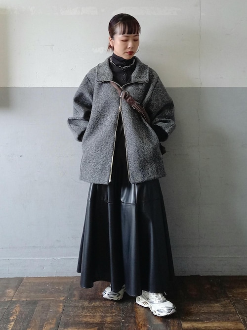 ヘリンボンツイードボンディングコーディガン