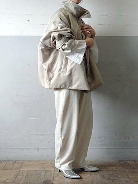 「ADAM ET ROPE'（アダムエロペ）のカフスフレアーリブプルオーバー（Tシャツ/カットソー）」を使った、touharaさん（レディース・158cm・30代）の秋コーディネート