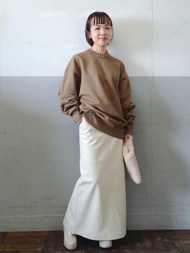 「SDGs」｜「アイテム（スウェット）」を使った、touharaさん（レディース・158cm）の夏コーディネート