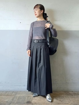 「アイテム（チューブトップ）」を使った、touharaさん（レディース・158cm）の秋コーディネート