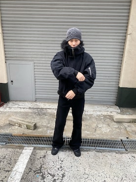 「DANKE SCHON（ダンケシェーン）のアイテム（ミリタリージャケット）」を使った、SHOさん（メンズ・179cm）の冬コーディネート