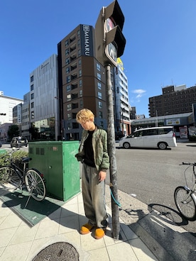 「アイテム（MA-1、その他）」を使った、SHOさん（メンズ・179cm）の秋コーディネート