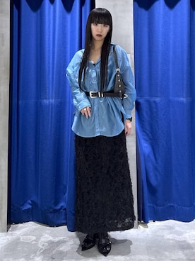 「PAGEBOY（ページボーイ）のモードバックルベルト3（ベルト、ブラック系）」を使った、koyukiさん（レディース・165cm）の春コーディネート