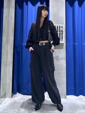 「PAGEBOY（ページボーイ）のモードバックルベルト3（ベルト、ブラック系）」を使った、koyukiさん（レディース・165cm）の春コーディネート