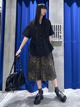「PBLIM（ページボーイリム）の《UNISEX》ワイドハーフパンツ　レオパード/リアルツリー（デニムパンツ、その他）」を使った、koyukiさん（レディース・165cm）の春コーディネート
