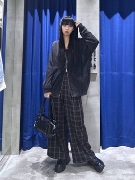 「PAGEBOY（ページボーイ）のレースアップトラックブーツ【ストレッチ/抗菌防臭/軽量/美脚】（ブーツ、ブラック系）」を使った、koyukiさん（レディース・165cm）の夏コーディネート