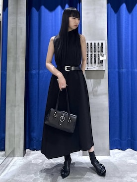 「PAGEBOY（ページボーイ）のモードバックルベルト3（ベルト、ブラック系）」を使った、koyukiさん（レディース・165cm）の夏コーディネート