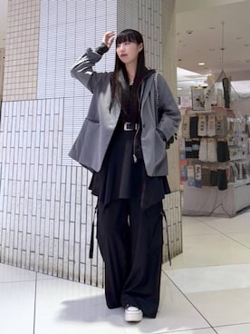 「PAGEBOY（ページボーイ）の【セットアップ対応】チェックMIXジャケット 《2サイズ展開》（テーラードジャケット）」を使った、koyukiさん（レディース・165cm）の秋コーディネート