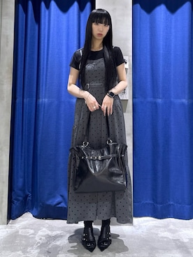 「PAGEBOY（ページボーイ）のハトメミュールサンダル（サンダル、ブラック系）」を使った、koyukiさん（レディース・165cm）の夏コーディネート