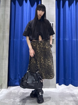「PBLIM（ページボーイリム）の《UNISEX》ワイドハーフパンツ　レオパード/リアルツリー（デニムパンツ、その他）」を使った、koyukiさん（レディース・165cm）の春コーディネート