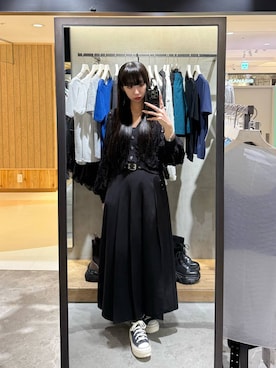 「PAGEBOY（ページボーイ）のスカシリーフニットボレロ 【一部カラーWEB限定】（カーディガン/ボレロ、ブラック系）」を使った、koyukiさん（レディース・165cm）の春コーディネート